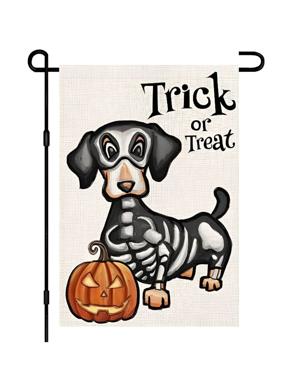 Halloween Trick or Treat Garden Flag Ghost Dog 12x18 Inch Small Double Sided
